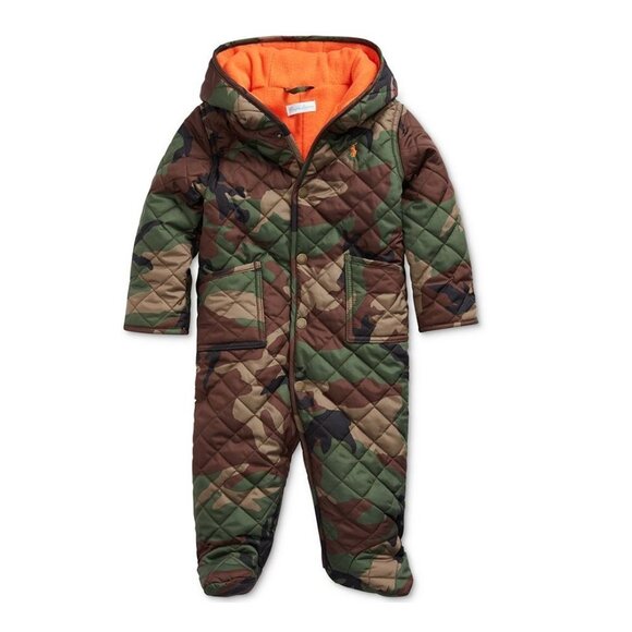 🎁 Polo Ralph Lauren Baby Boys Matte Microfiber Camo-Print Bunting Coat